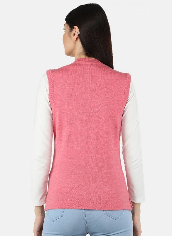 Women Pink Solid Cardigan