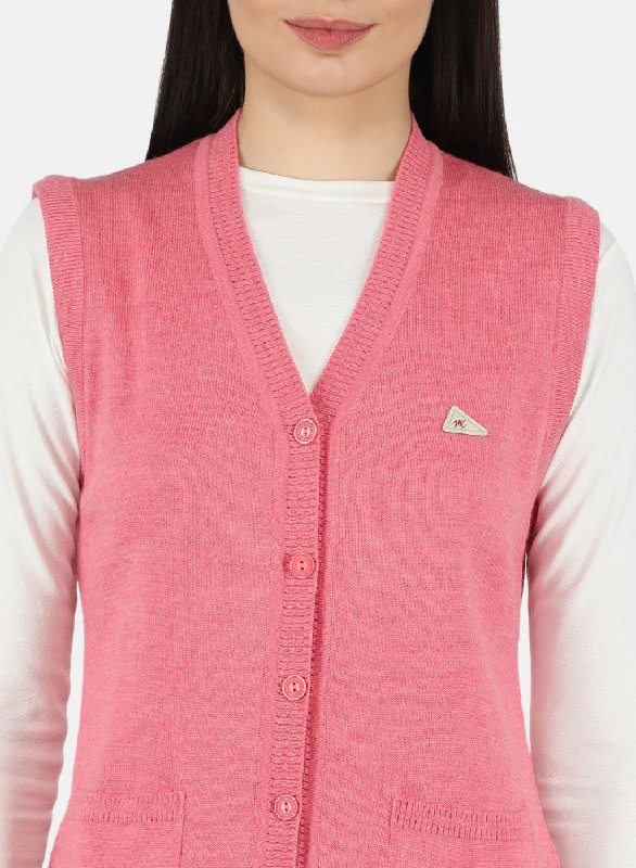 Women Pink Solid Cardigan