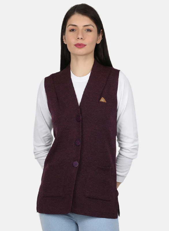 Women Purple Solid Cardigan