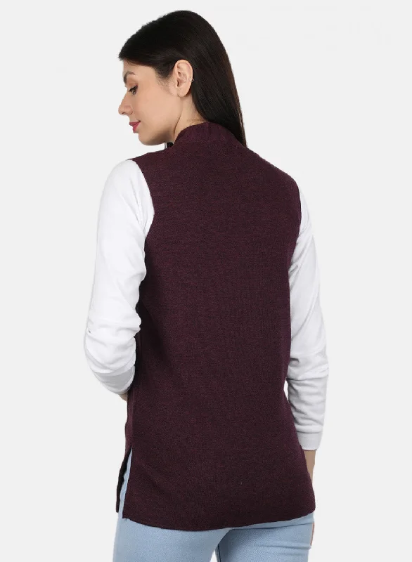 Women Purple Solid Cardigan