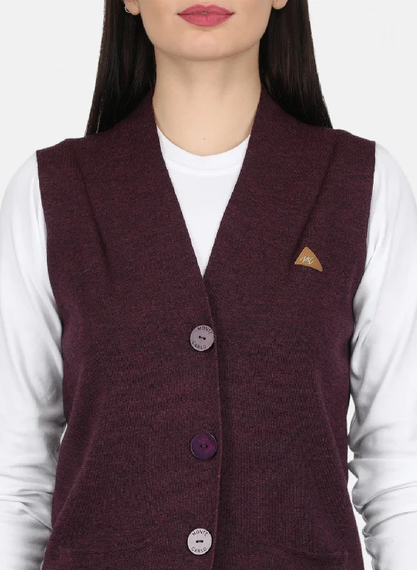 Women Purple Solid Cardigan