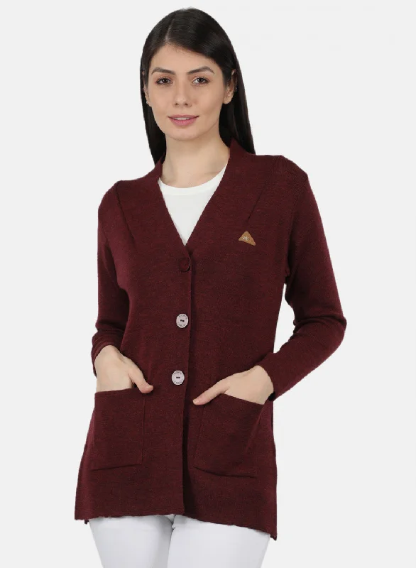 Women Purple Solid Cardigan