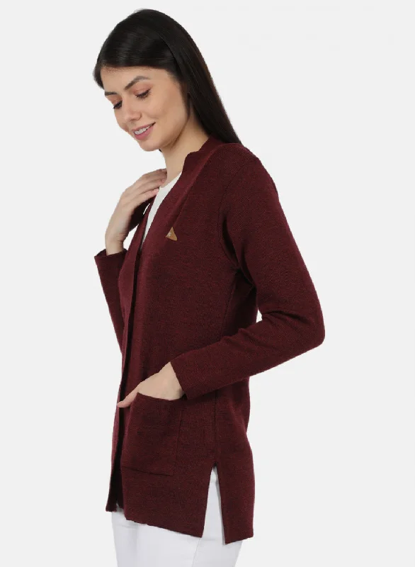 Women Purple Solid Cardigan