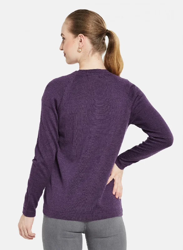 Women Purple Solid Cardigan