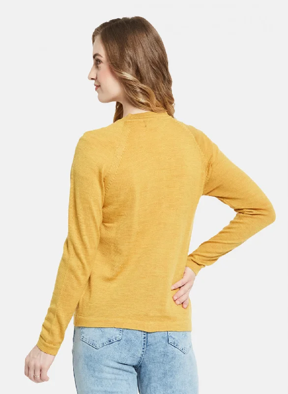 Women Yellow Solid Cardigan