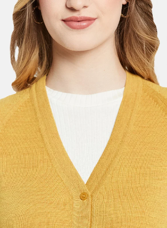 Women Yellow Solid Cardigan