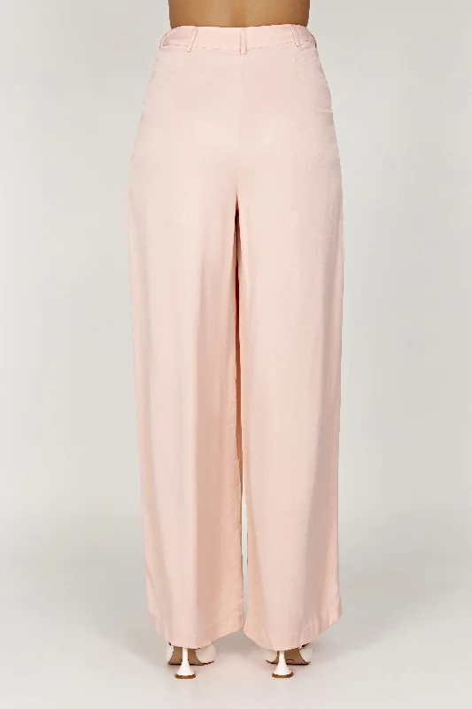 Nour Satin Wide Leg Pant - Apricot