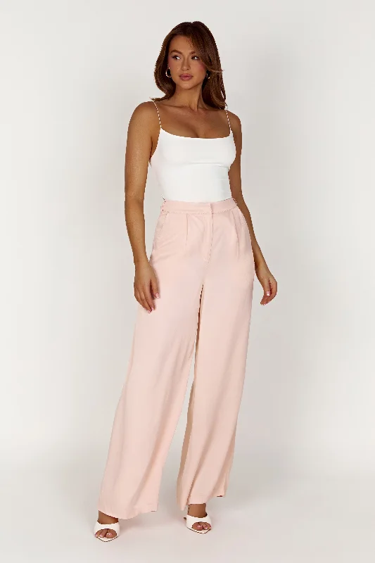 Nour Satin Wide Leg Pant - Apricot