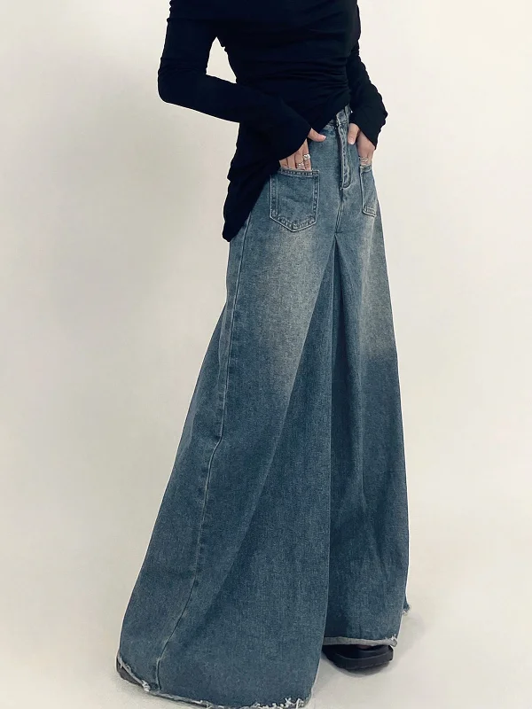 BerryBetty - Overzied Denim Wide Leg Pants