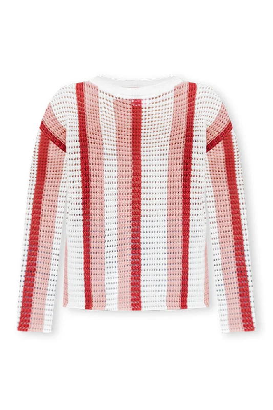 Speak The Truth Pink Multi Striped Open Knit Sweater FINAL SALE