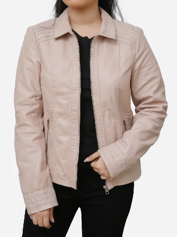 Presley Casual Light Pink Leather Jacket