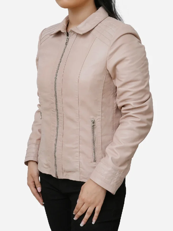 Presley Casual Light Pink Leather Jacket