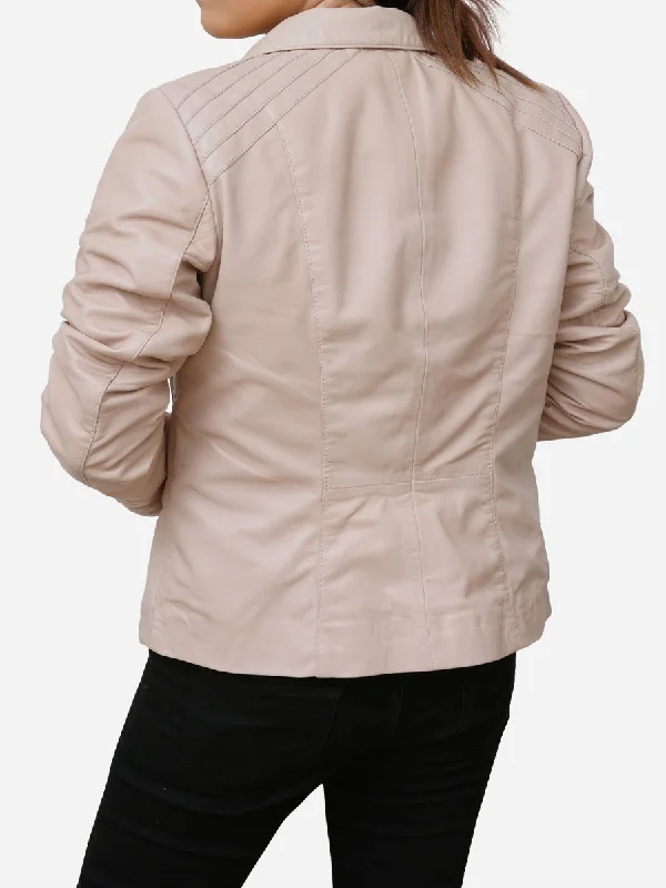 Presley Casual Light Pink Leather Jacket