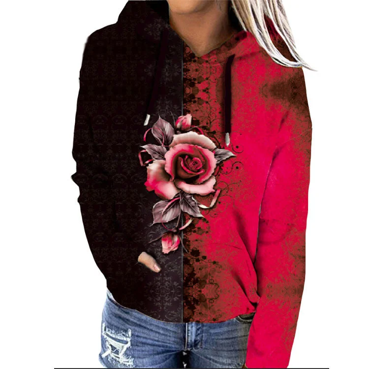 Pretty Fashion Women's Printed Loose Hoodie Sweaters