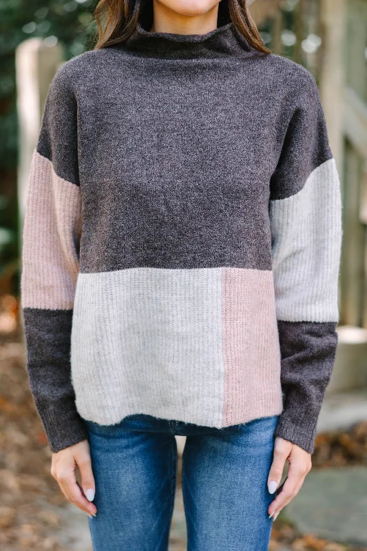 Speak To Your Heart Mocha Brown Colorblock Sweater