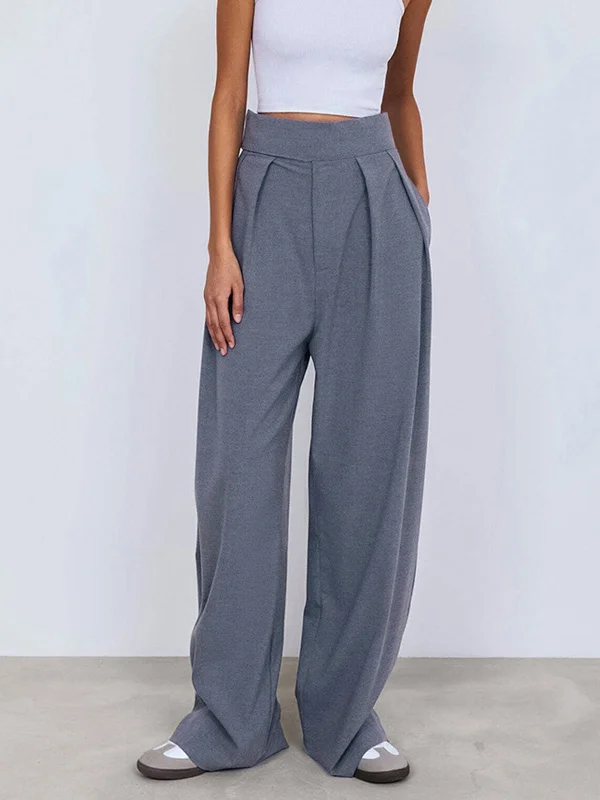 BerryBetty - Street Fold Over Pleat Wide Leg Pants