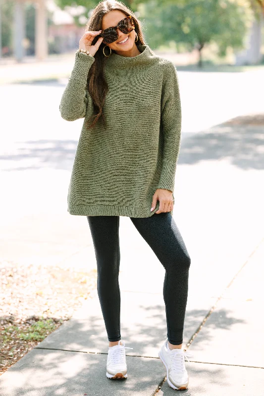 The Slouchy Olive Mock Neck Tunic