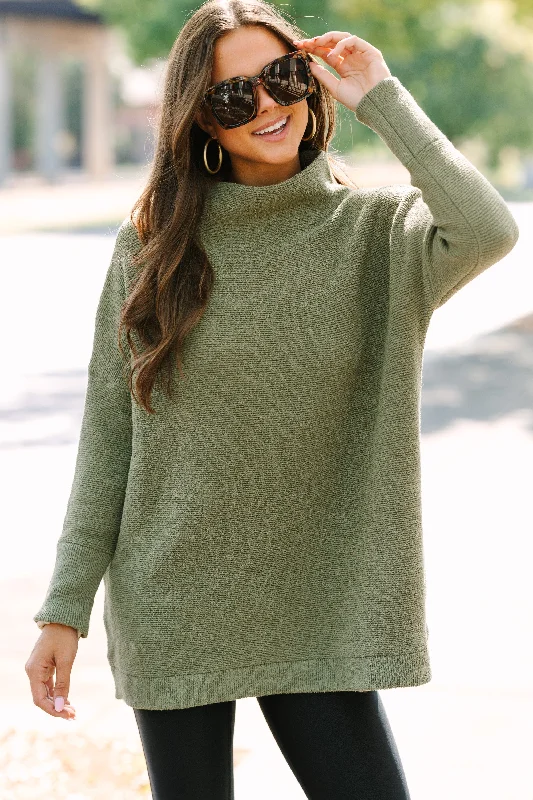 The Slouchy Olive Mock Neck Tunic