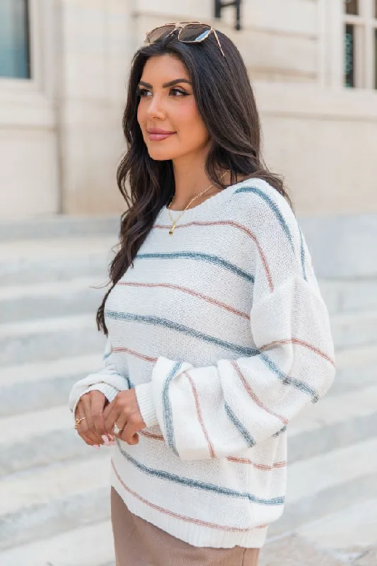 Thinking About You Multicolored Striped Crew Neck Sweater