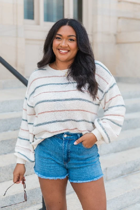 Thinking About You Multicolored Striped Crew Neck Sweater