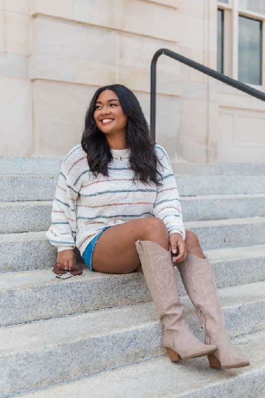 Thinking About You Multicolored Striped Crew Neck Sweater