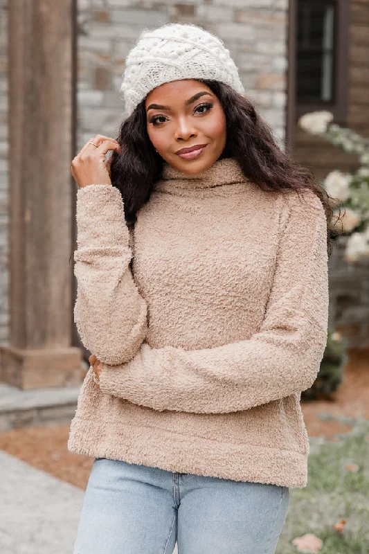 Timeless Tales Mocha Fuzzy Mock Neck Sweater FINAL SALE