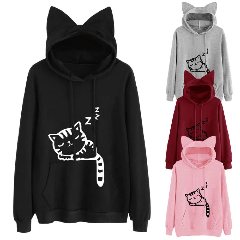 Unique Trendy Comfortable Loose Fleece Printed Sweaters