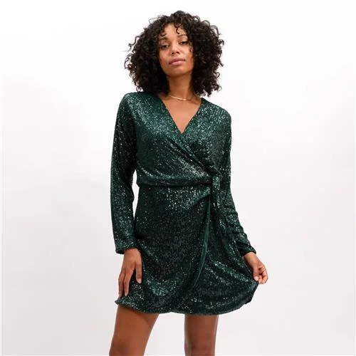 We Are The Others Gloria Sequin Wrap Dress - Emerald