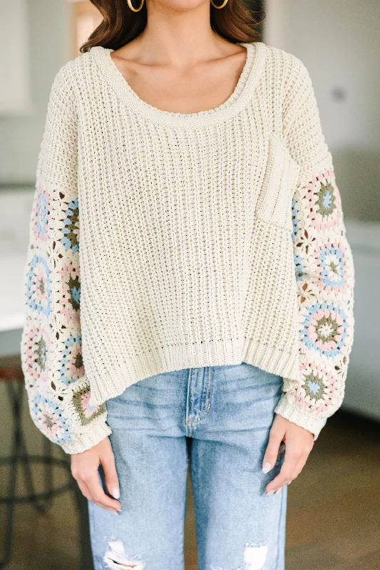 What You Like Cream White Crochet Sweater