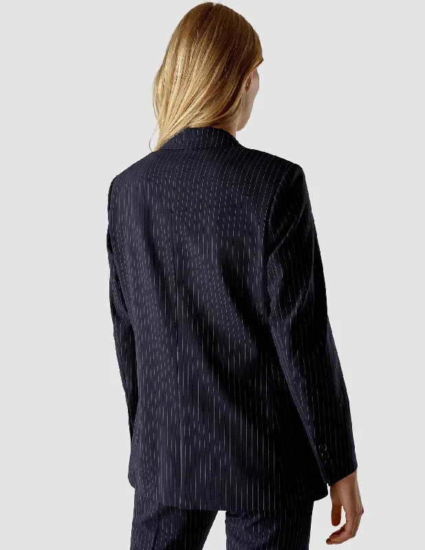 Essential Blazer Navy Pinstriped