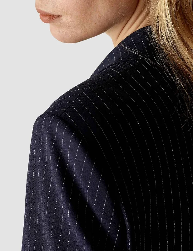 Essential Blazer Navy Pinstriped