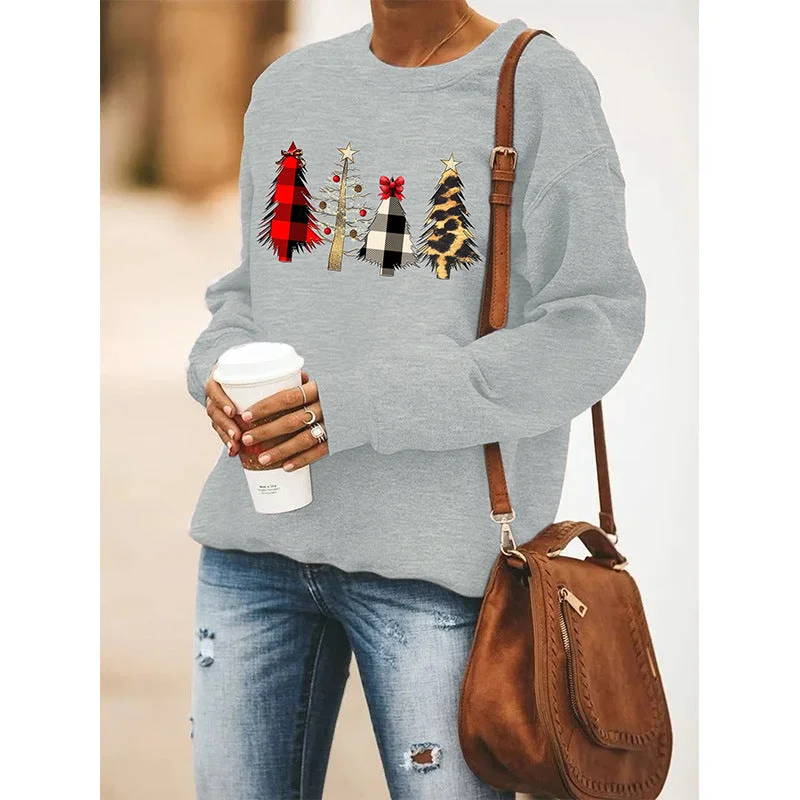 Women's Autumn Round Neck Long-sleeved Christmas Printed Sweaters