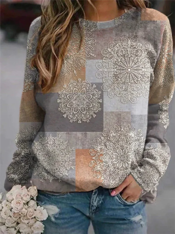 Women's Color Stitching Round Neck Multicolor Long-sleeved Sweaters