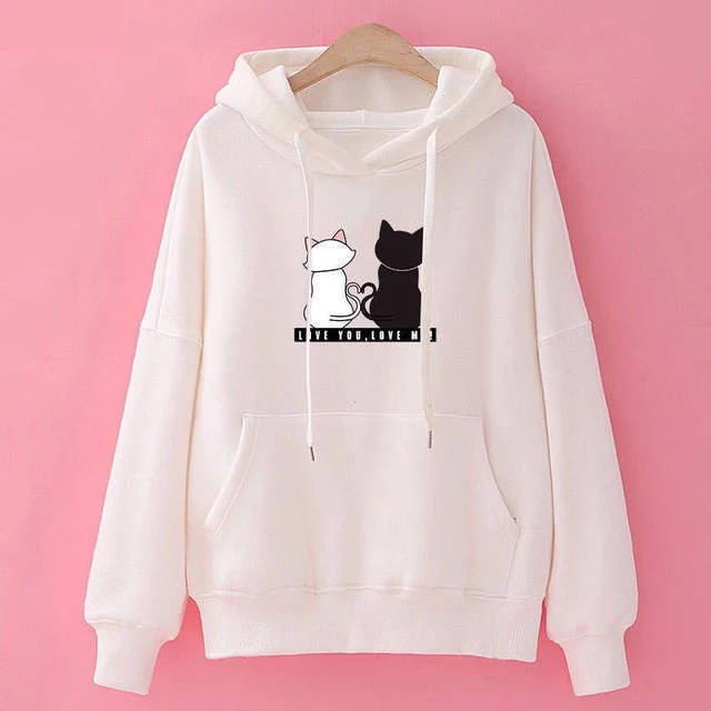 Women's Hooded Fleece Lined Korean Loose For Sweaters