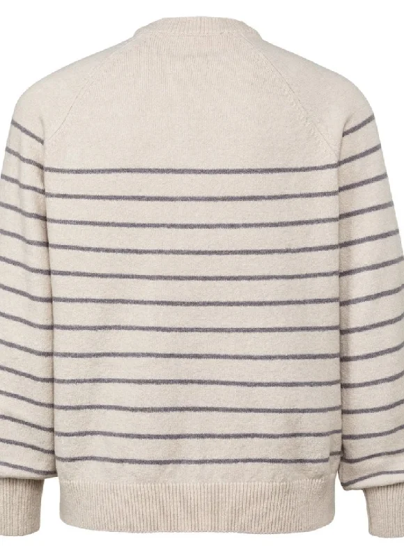 YAYA - Striped Sweater With Balloon Sleeves