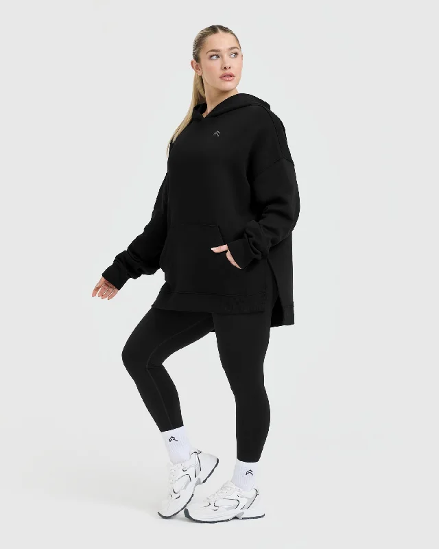 All Day Longline Hoodie | Black