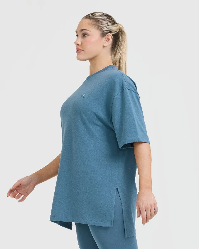 Classic Longline T-Shirt | Moonstone Blue