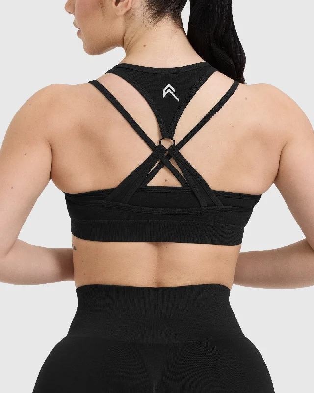 Effortless Seamless Layered Sports Bra | Black