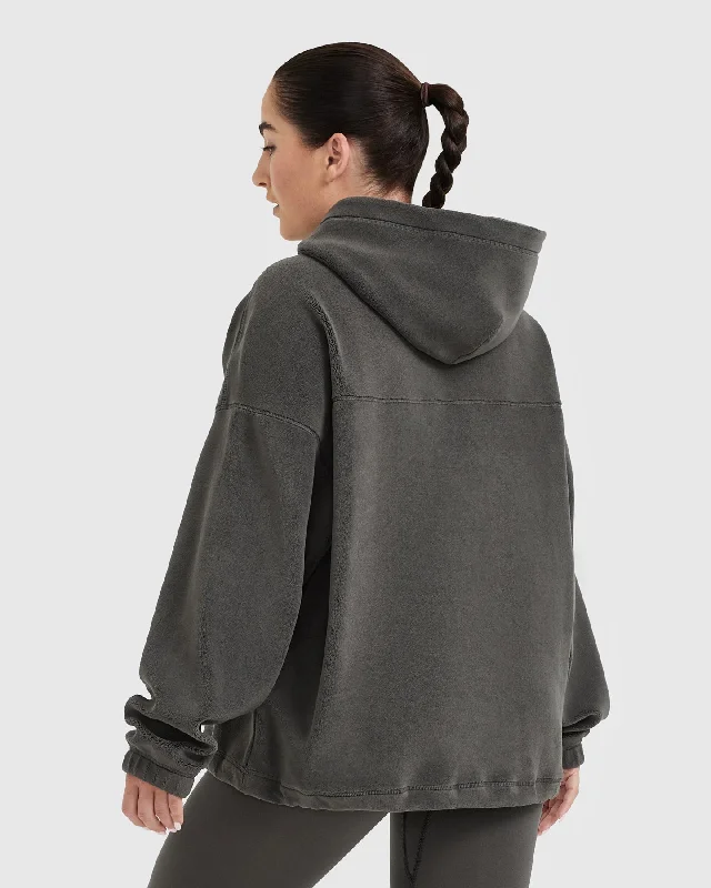 Fleece Oversized Hoodie | Deep Taupe