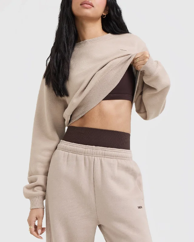 Foundations Crop Sweatshirt | Mushroom Brown