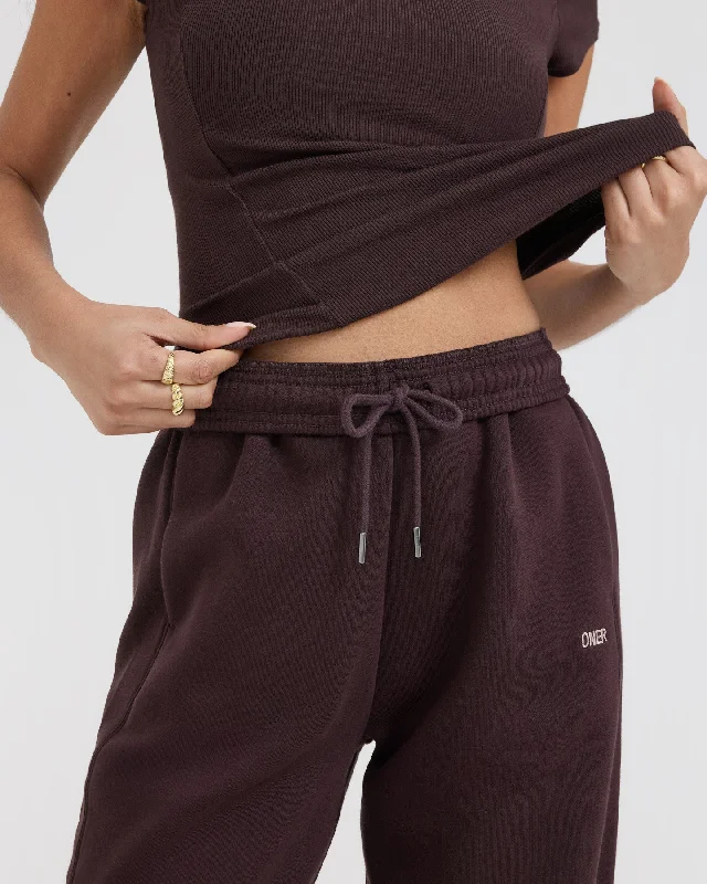 Foundations Straight Leg Joggers | Plum Brown