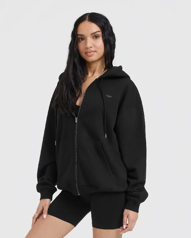 Foundations Zip Through Hoodie | Black