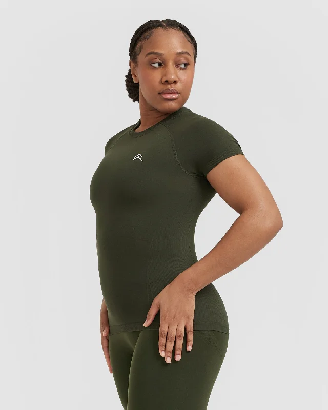 Go To Seamless Fitted Top | Khaki