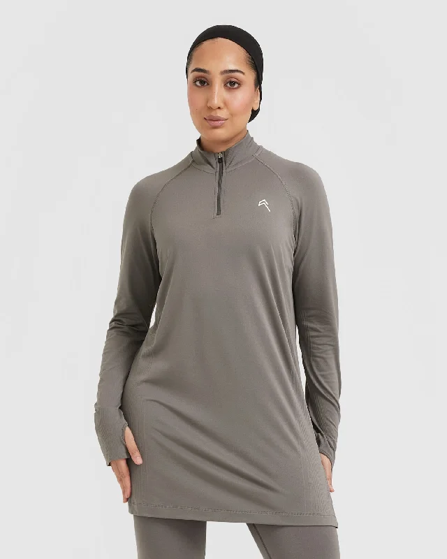 Go To Seamless Loose Long Sleeve Longline Top | Ash Grey