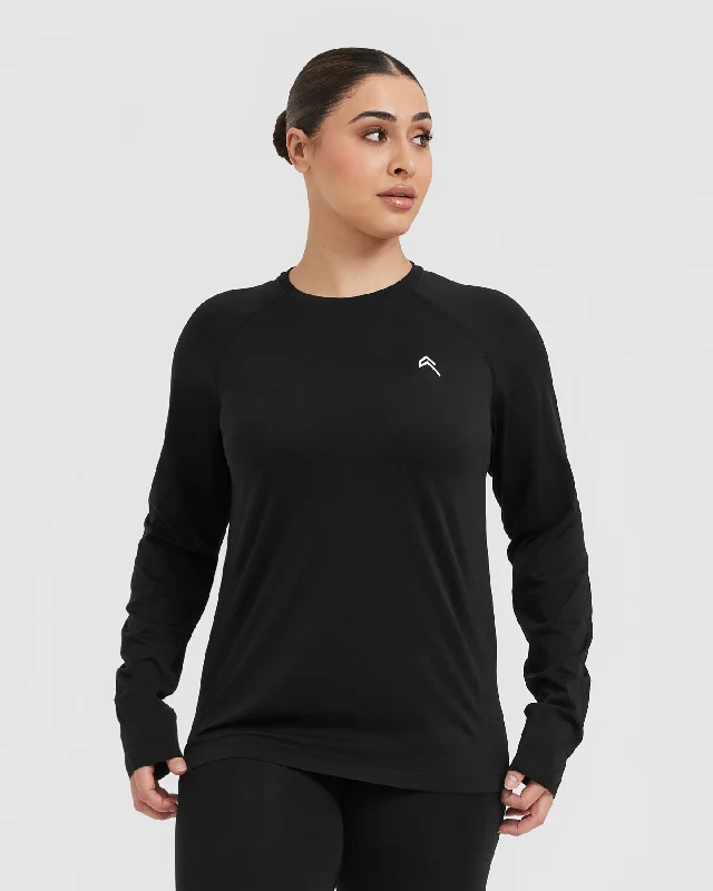 Go To Seamless Loose Long Sleeve Top | Black