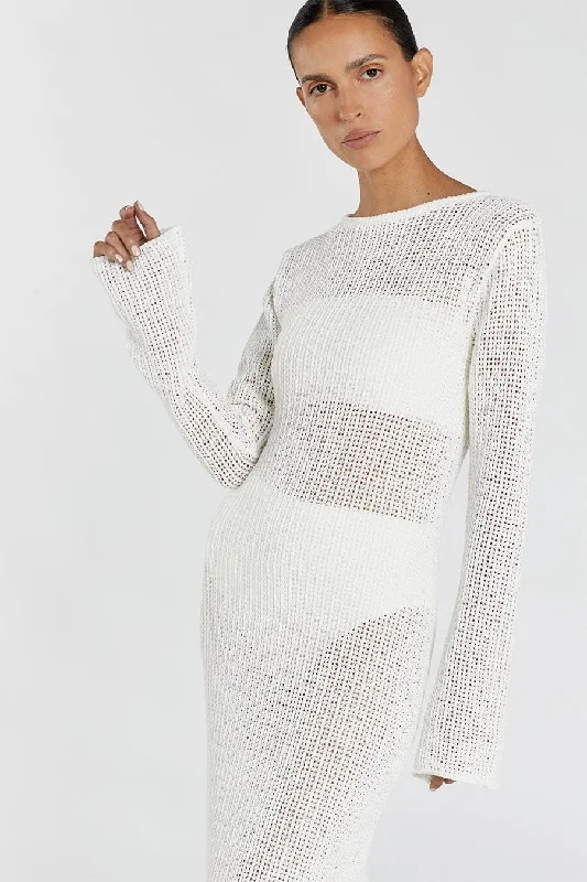 MARGOT OFF WHITE CREW NECK DRESS