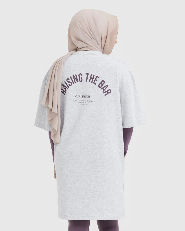 Raising The Bar Graphic Longline T-Shirt | Light Grey Marl