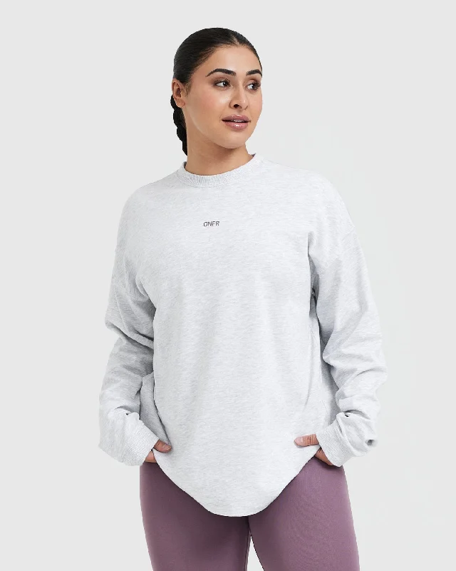 Raising The Bar Graphic Unisex Long Sleeve Top | Light Grey Marl