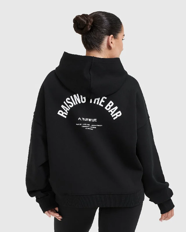 Raising the Bar Graphic Unisex Oversized Hoodie | Black