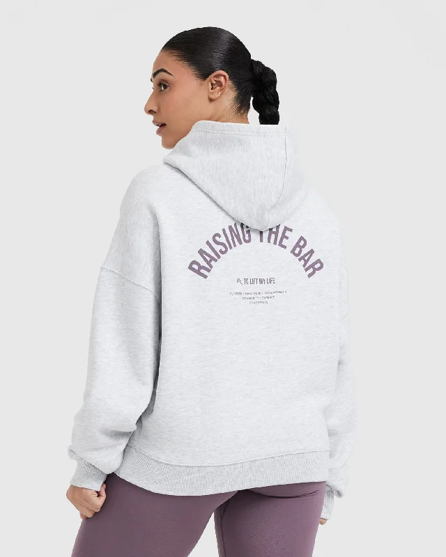 Raising the Bar Graphic Unisex Oversized Hoodie | Light Grey Marl